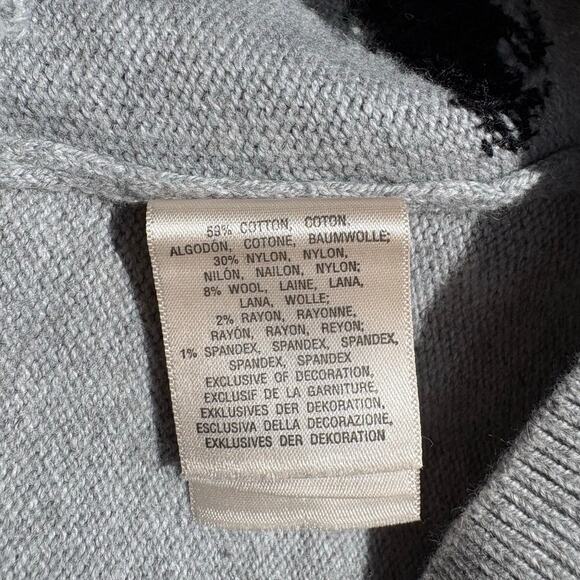 Anthro / HWR Monogram Wool Blend Cute as a‎ Button Tree Split Hem Sweater - XS - Picture 8 of 9